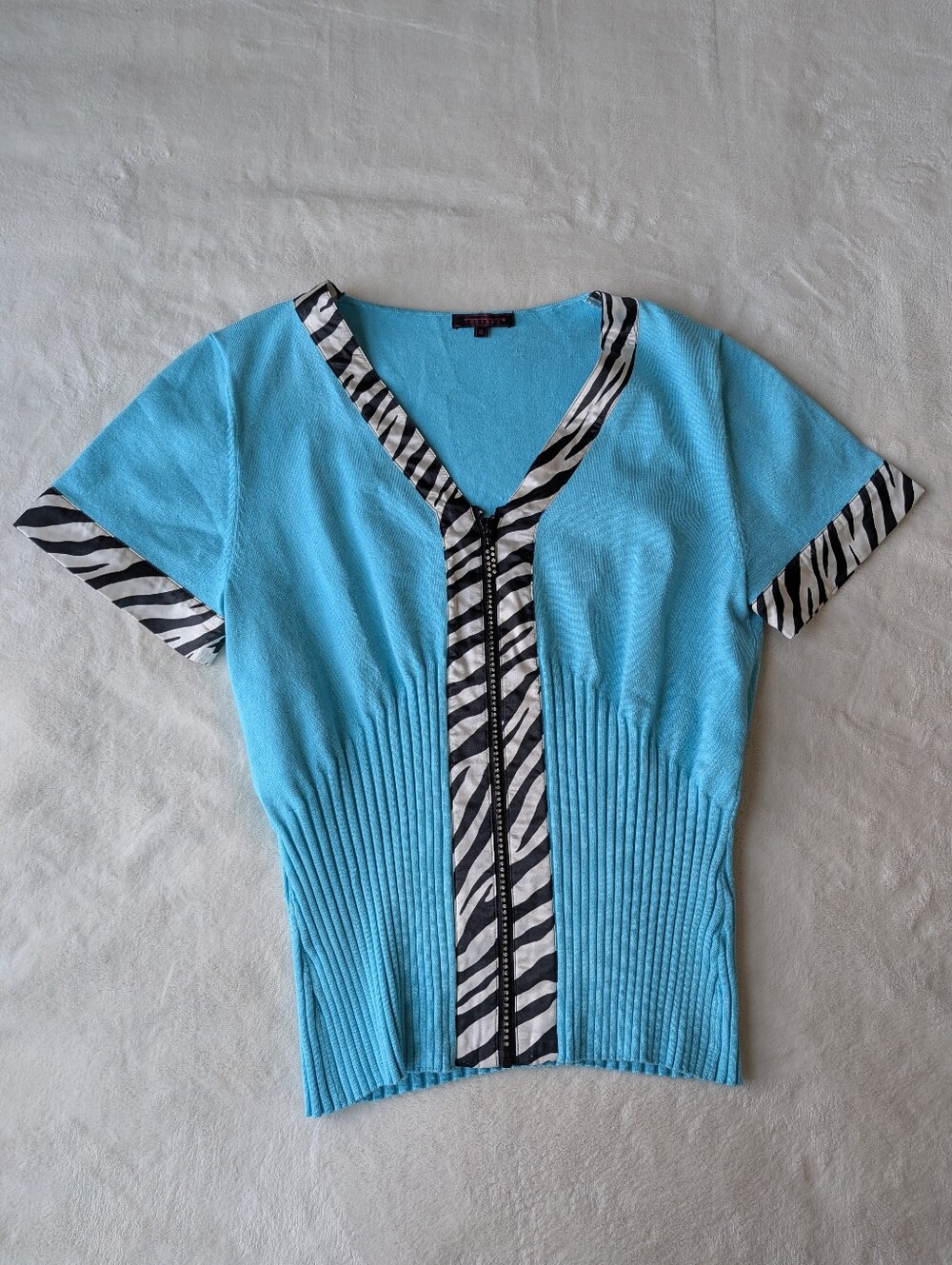 y2k Fontana blue and zebra print top